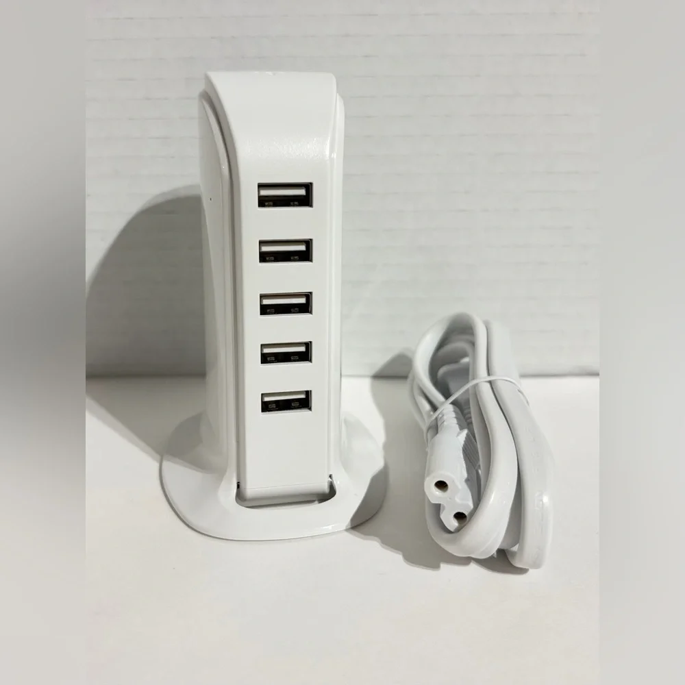5 Port USB Charging Tower Power Adapter Cord AC/DC White AARP GQ20-050400-EA NEW